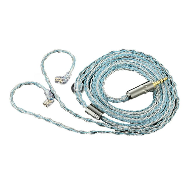 Cable trenzado OFC para auriculares, HiFi, conector de 2 pines y 0,75 mm, 8 núcleos, actualización Azul