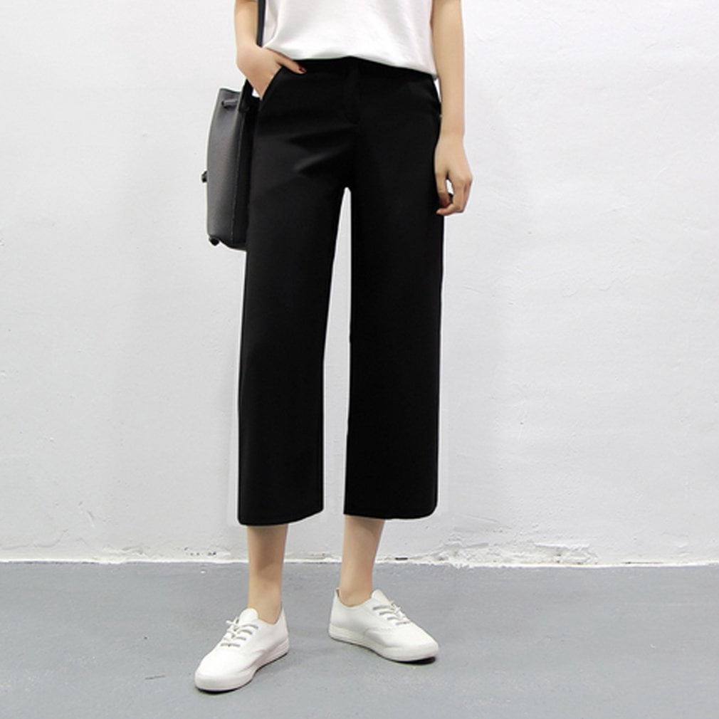 Fashion Loose Calf-length Pants Solid 