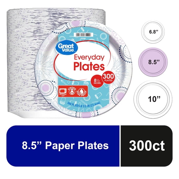 Great Value 9in Everyday Paper Plate (Choose Your Count)