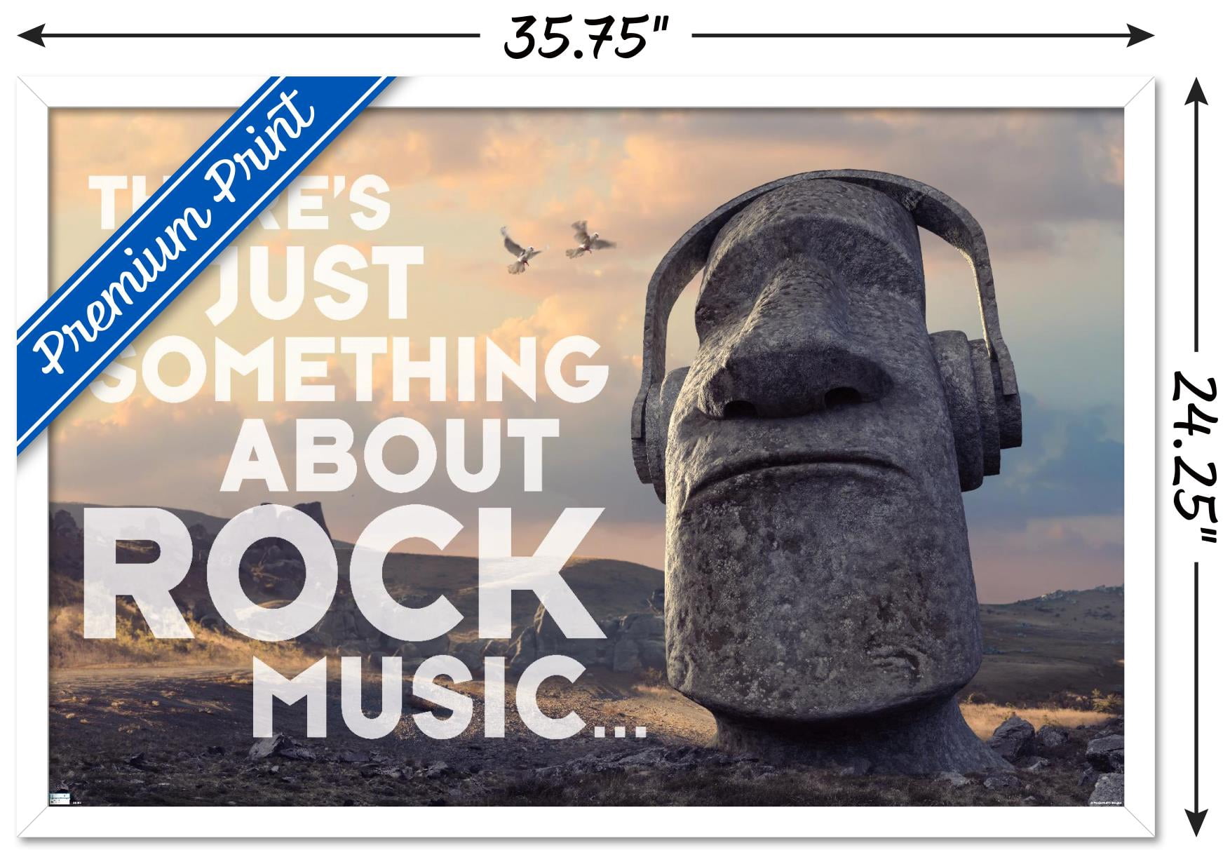 Moai Statue - Music Wall Poster, 22.375" x 34", Framed