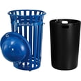 thumbnail image 2 of 36 Gallon Outdoor Steel Recycling Receptacle w/Access Door & Dome Lid, Blue, 2 of 7