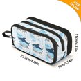 thumbnail image 4 of Large Pencil Case 3 Compartment Pencil Pouch Portable Pen Bag for Teen Adults Shark and Newspaper, 4 of 8