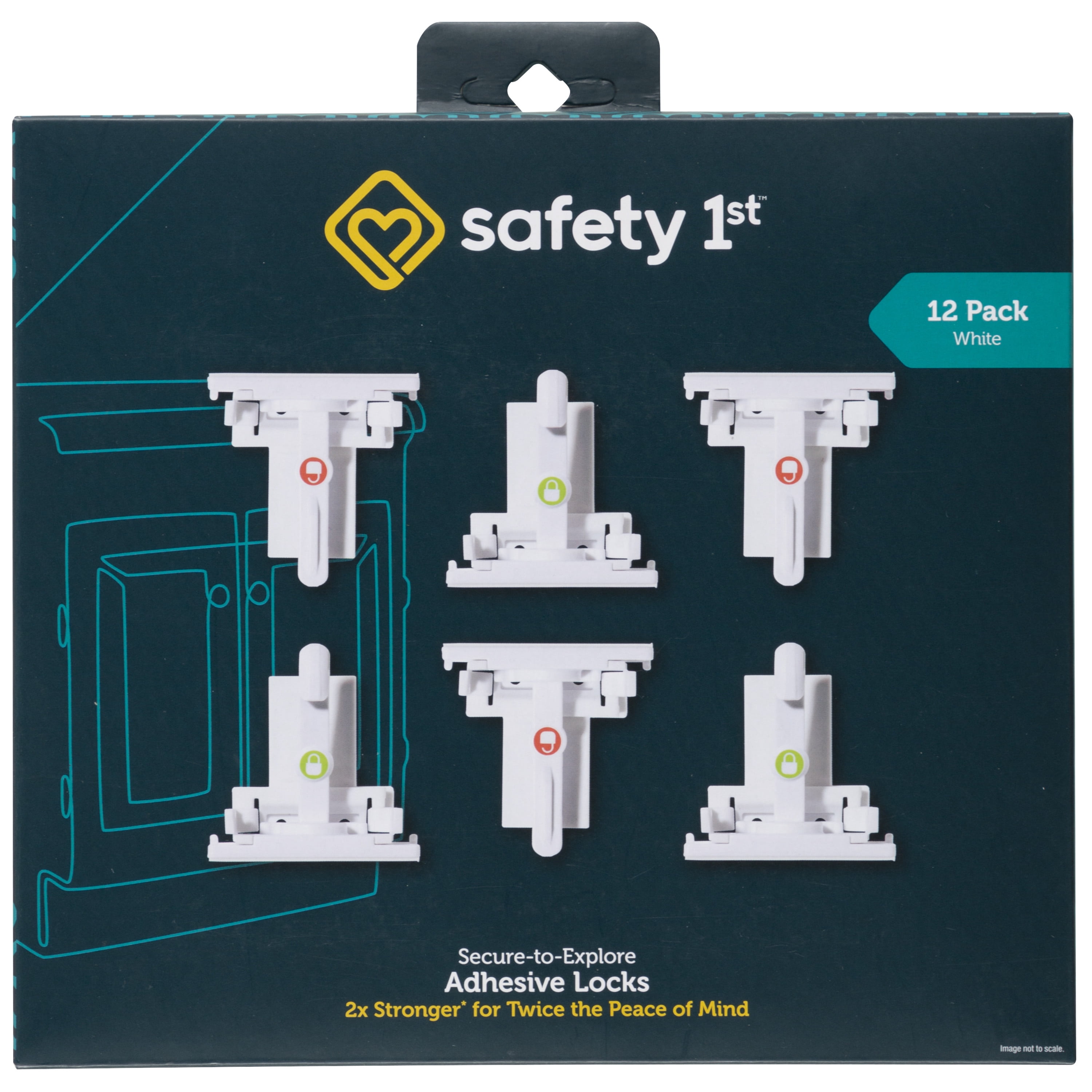 (4 pack) Safety 1st Secure-to-Explore Adhesive Safety Locks (12 Locks), White, Toddler