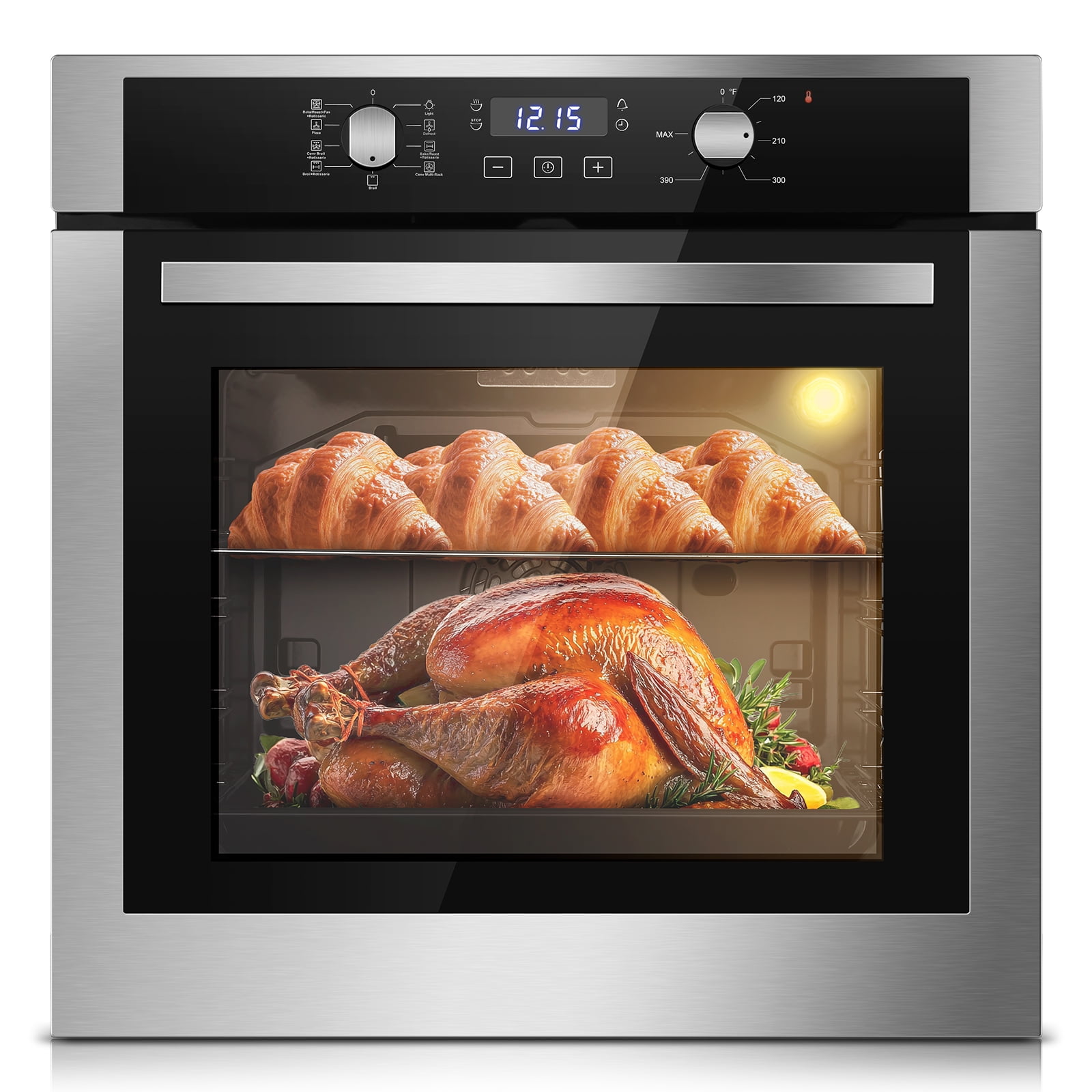 Zomagas 24" Electric Single Wall Oven 2.8 cu ft Convection Rotisserie 3220W Stainless Steel