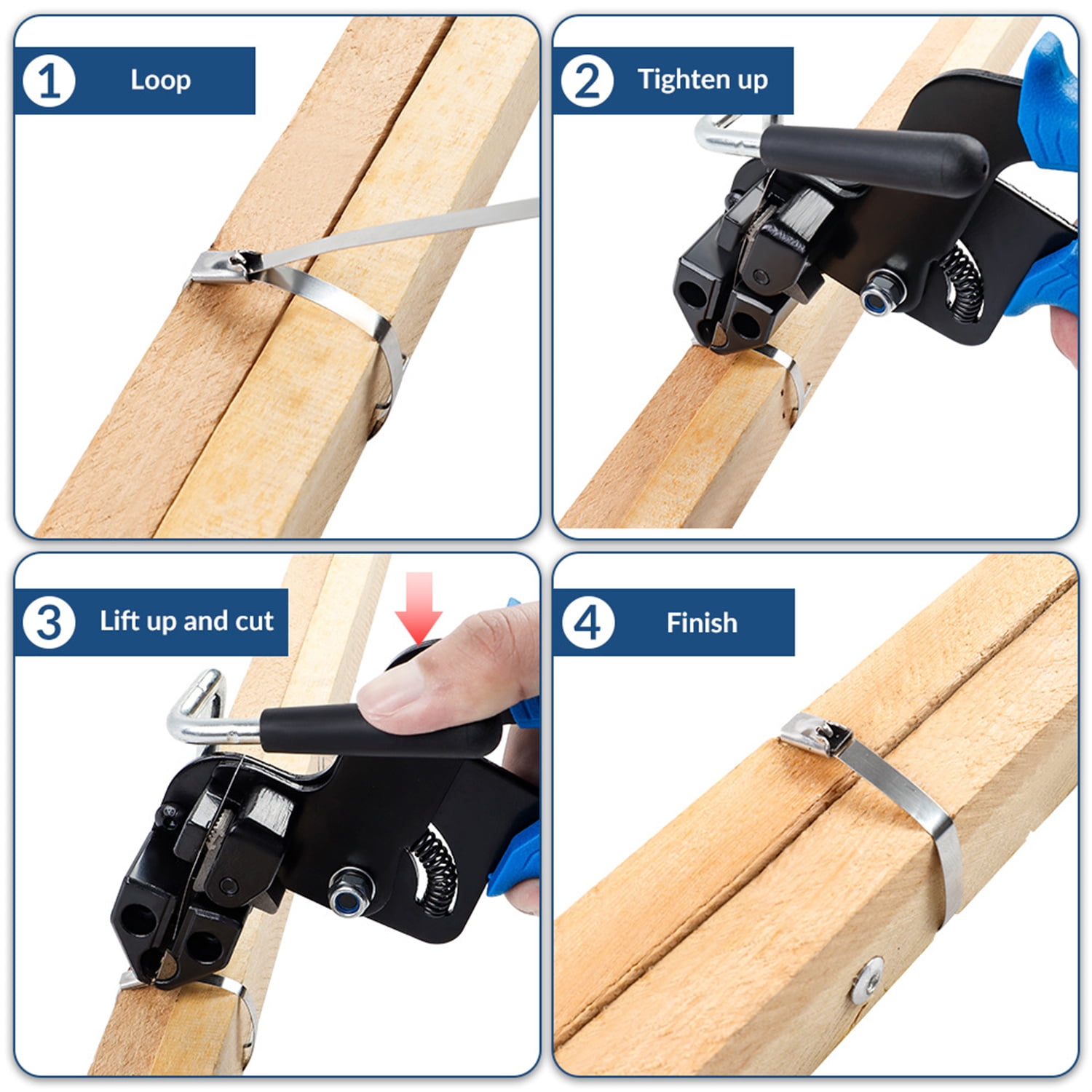 Dingrich Metal Zip Ties Tool Set, Metal Cable Tie Cutter with 150pcs Self-Locking Cable Ties, Cable Tie Tool for Fastening Cutting Stainless Steel Cable Ties, Stainless Steel Zip Ties Gun Kit