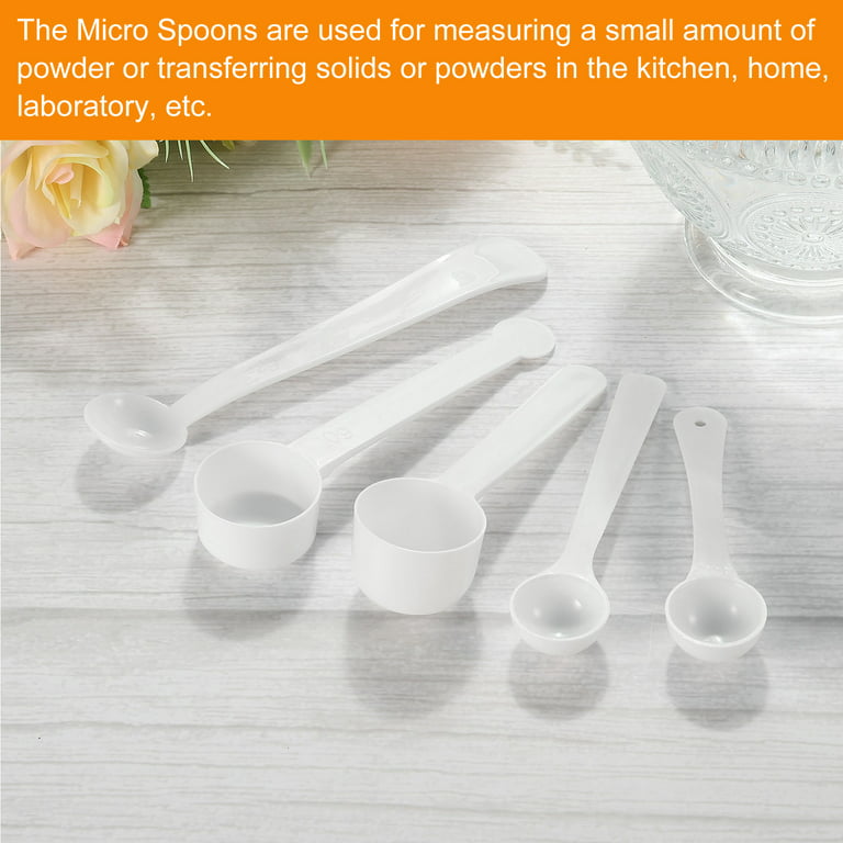 Uxcell Micro Spoons 5 Gram Measuring Scoop Plastic Flat Bottom Mini Spoon 30 Pack, White