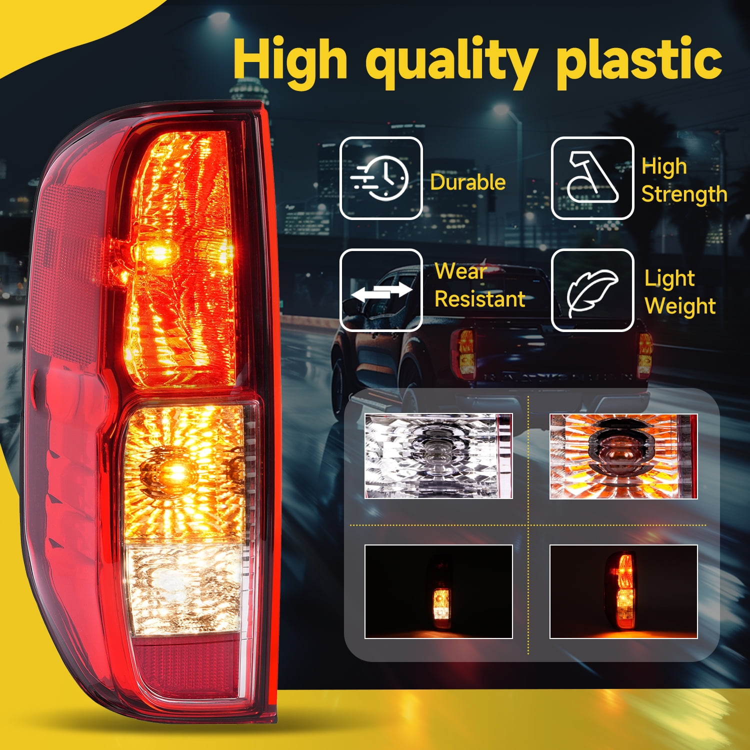 Kojem Left Tail Lights For 2005-2021 Nissan Frontier 09-12 Suzuki Equator Replacement for 26555EA825 Halogen Brake Lamp Red Lens Plastic (Driver Side)