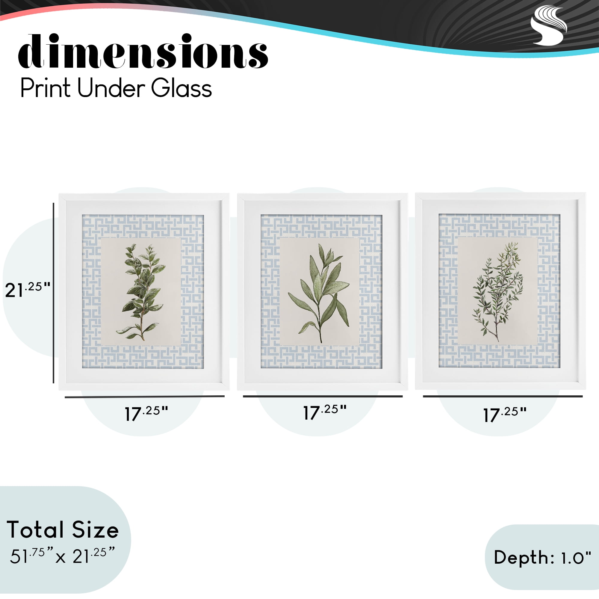 Stupell Industries Kitchen Herbs on Geometric 3 Piece White Framed Print Under Glass Set, design by Diannart