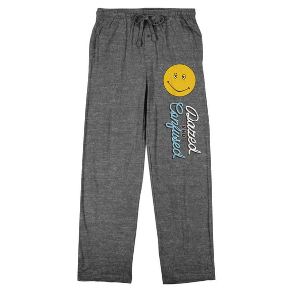 Dazed and Confused Title Logo and Dazed Face Men's Heather Gray Sleep Pants-M