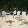 thumbnail image 3 of Noble House Aurora Wicker Stacking Patio Dining Arm Chair in Gray (Set of 4), 3 of 7
