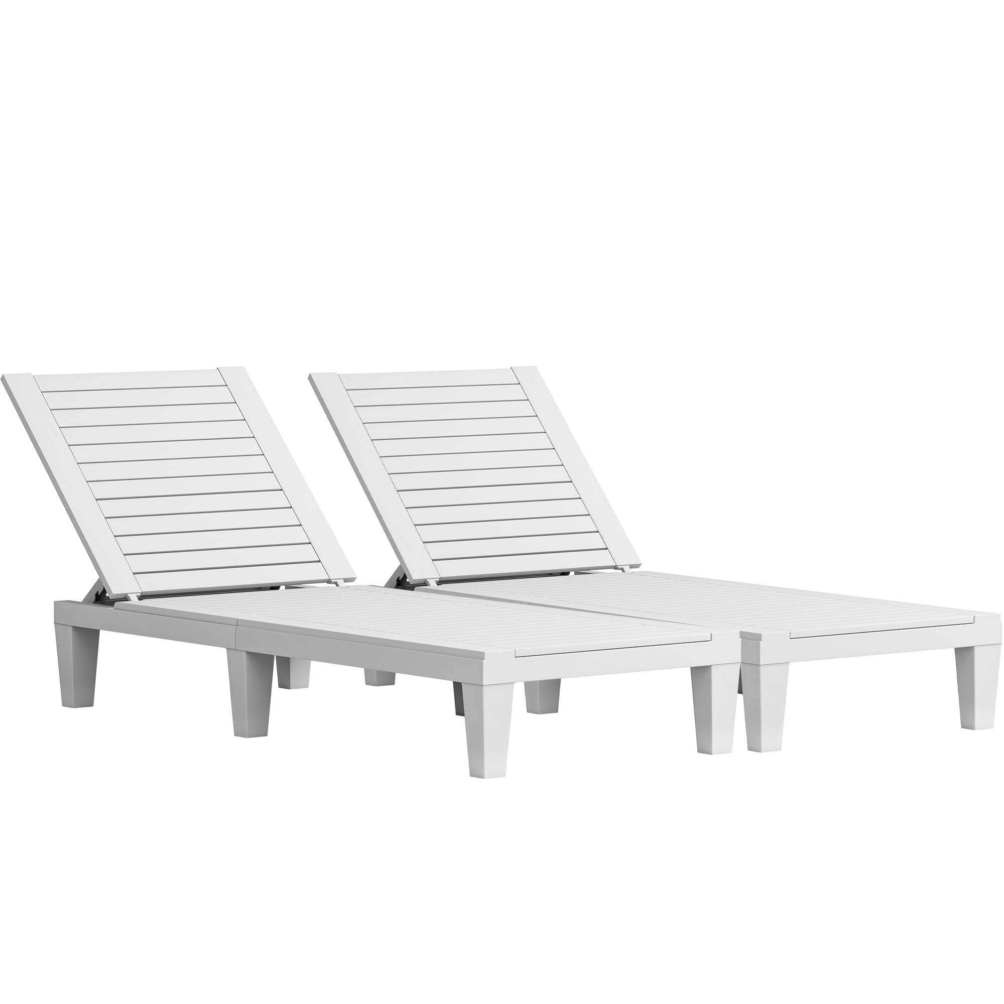 Dextrus Outdoor Resin Chaise Lounge, 2-Pack, Grey-White, Faux Wood Grain, 74.5×22.8×11.2 in, 150kg Capacity