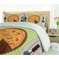thumbnail image 5 of Ambesonne Italy Duvet Cover Set, Cartoon Pizza on Wooden Table, 2-Calking, Pale Eggshell and Multicolor, 5 of 7