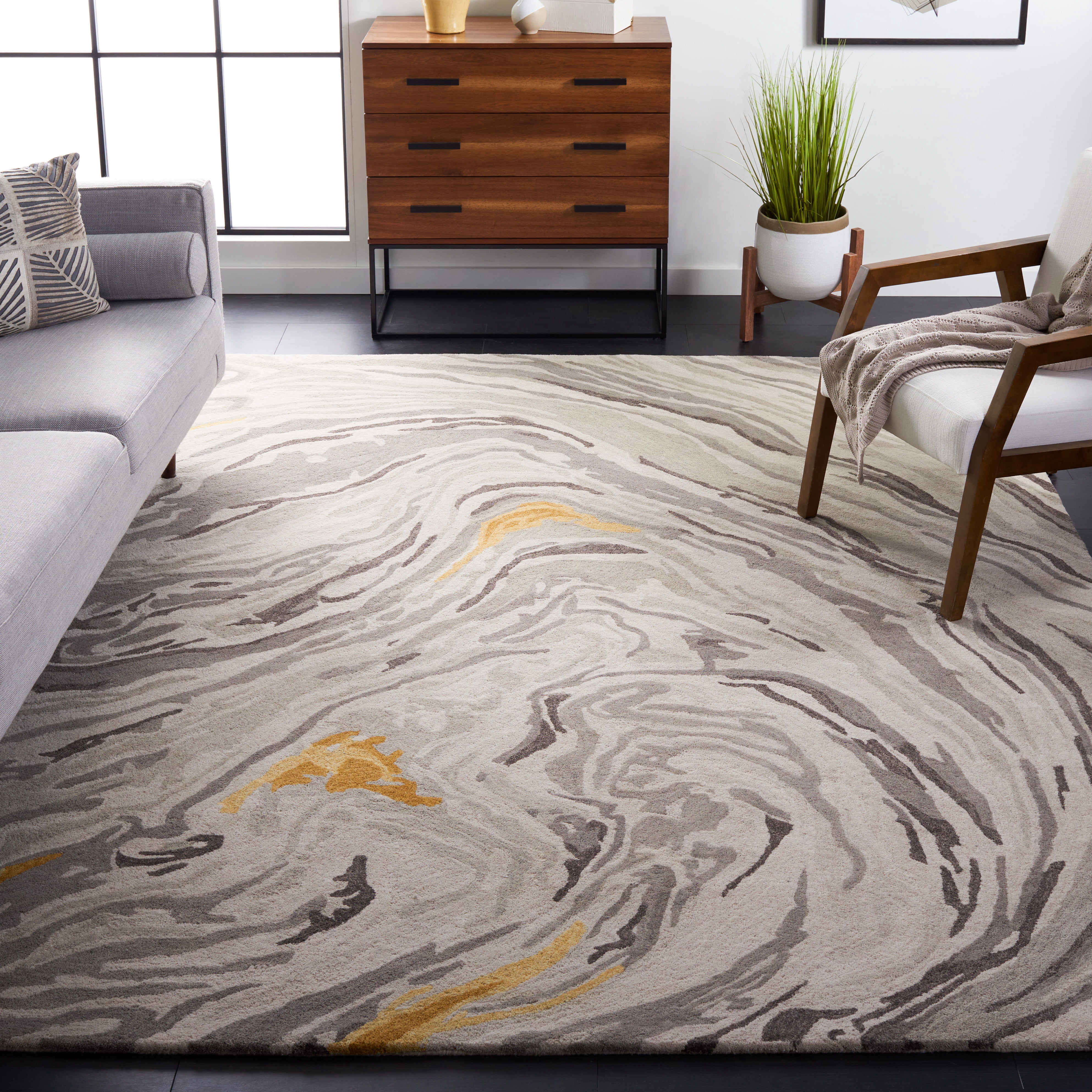 SAFAVIEH Soho Vasilis Abstract Area Rug, Grey/Gold, 8' x 10'