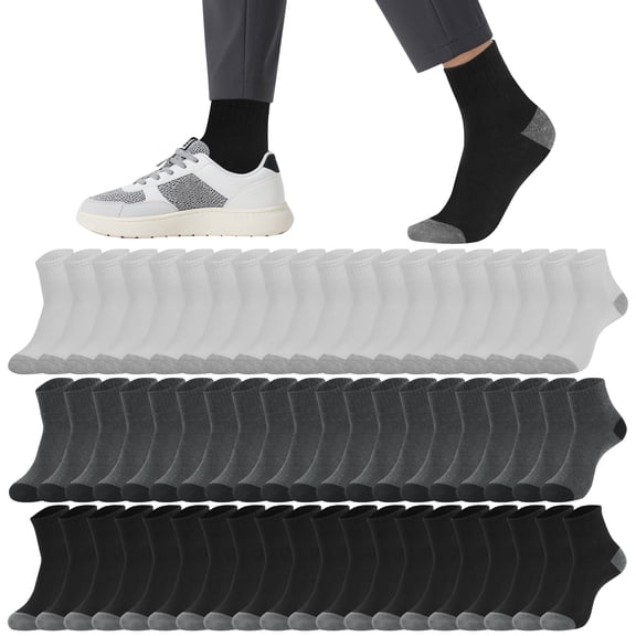 Usavemo 30 Pairs Mens Quarter Socks Lightweight Casual Socks for Men Size 10-13
