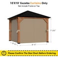 thumbnail image 3 of Modern Shade 10'×10' 4-Panel Universal Gazebo Sidewalls, Privacy Curtains and Mosquito Netting Combo, Khaki, 3 of 6