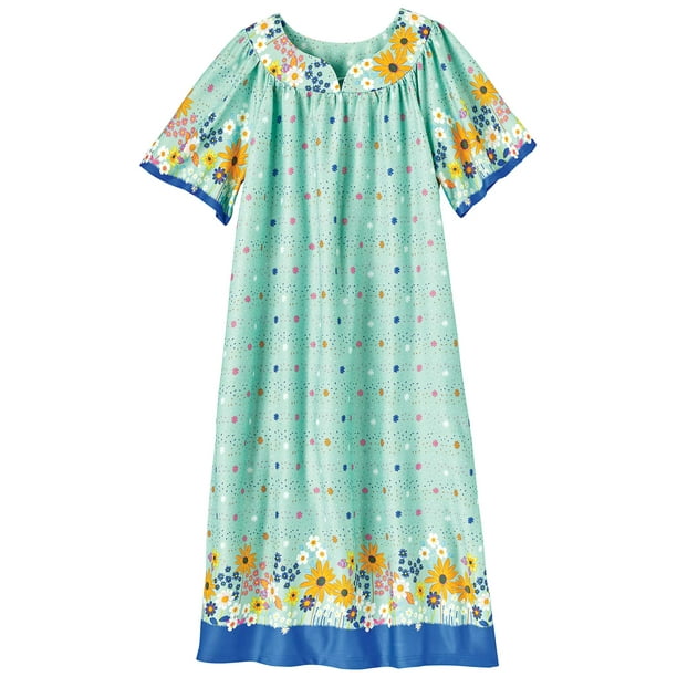 AmeriMark Women's Lounger House Dress Short Sleeve Patio Dress w/ Side