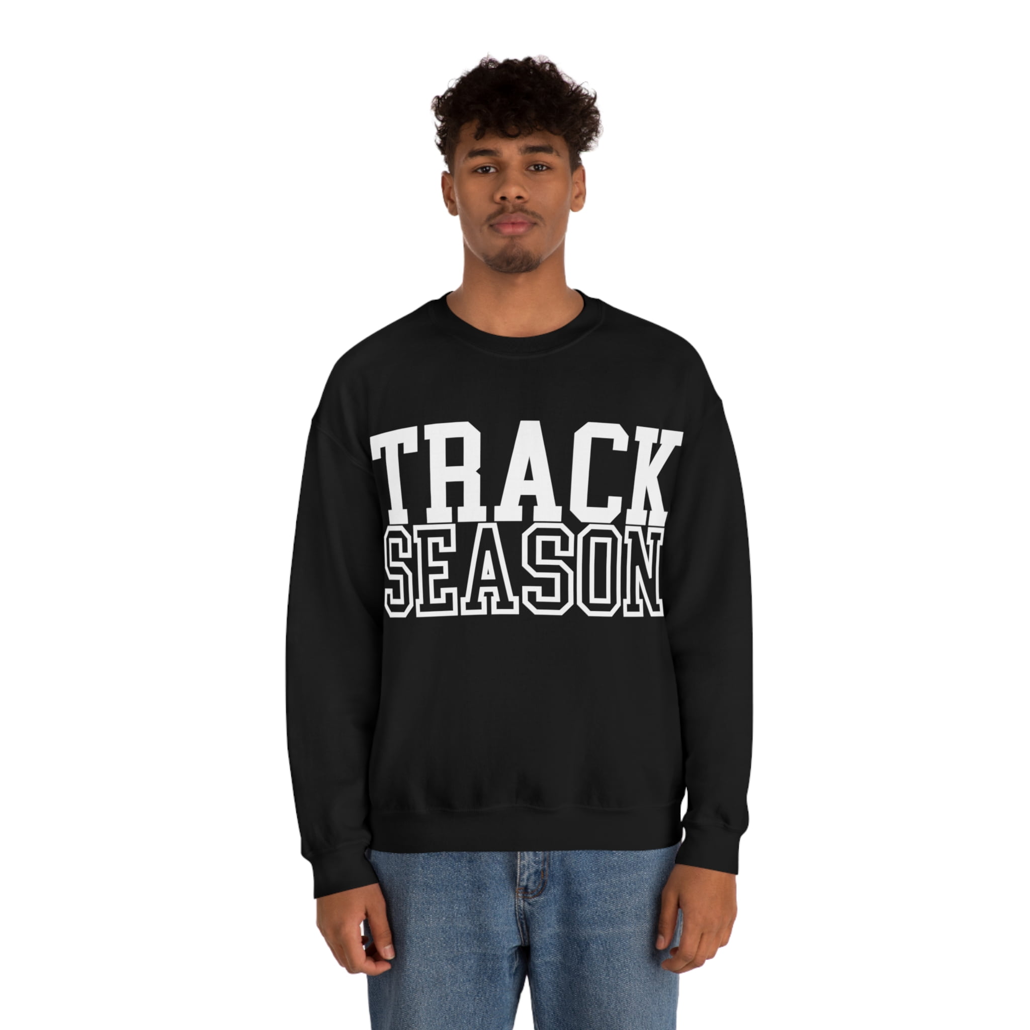 Track Season Sweatshirt Trendy Track and Field Long Sleeve Shirt Black Medium