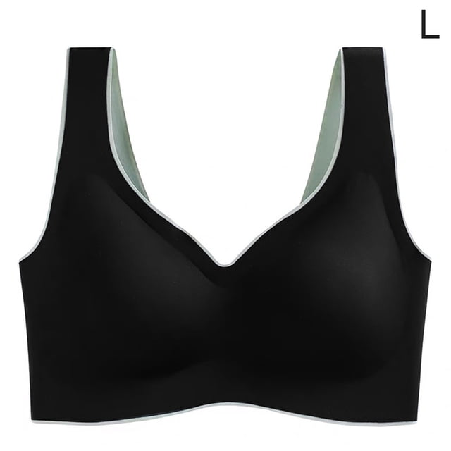 Sujetador sin costuras Sport Yoga Running Hacer subir Vest Underwire Soft Sleep Ropa interior de mujer, Negro, L Vogacara AP001300-02B