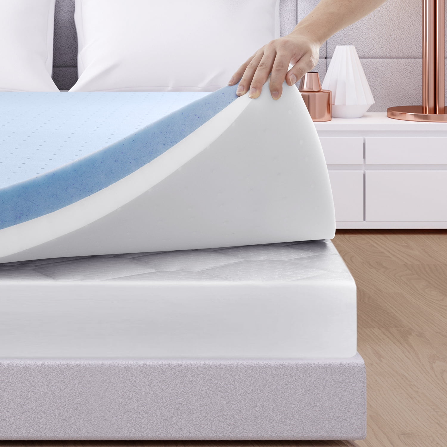 BedStory Full Mattress Topper, 3 inch Memory Foam Mattress Topper,  Gel-Infused Firm Bed Topper with Anti-Slip Removable&Breathable Cover for  Back