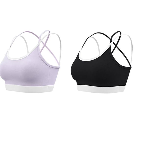 AEXTO Women's High Support Racerback Sports Bra with Cross Strap Design - Full Coverage Wireless Padded Yoga Gym Workout Bra, Breathable Stretchy Nylon/Elastane Blend, Pads & Scoop Neck
