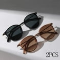 thumbnail image 2 of WTOBBY Leopard Print Fashion Sunglasses (2 Pack), Retro Black/Brown Gradient Lenses, Unisex Plain Frame Shades for Women Men,Black, 2 of 5