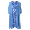 thumbnail image 5 of WTXUE Plus Size Dresses, Jacket Dress Short Sleeve Two-Piece Sets Crew Neck, Women Chiffon Dress 2 Piece Set Pattern Elegant A-Line Vestidos Mid-Length Women's Plus, Blue Size M, 5 of 6