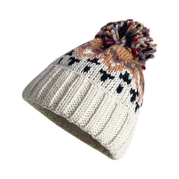 HOWPAY Slouchy Beanie for Women Stretchy Baggy Windproof Solid Color Knitted Pompom Winter Hats for Cold Weather Soft Warm Ski Stocking Cap