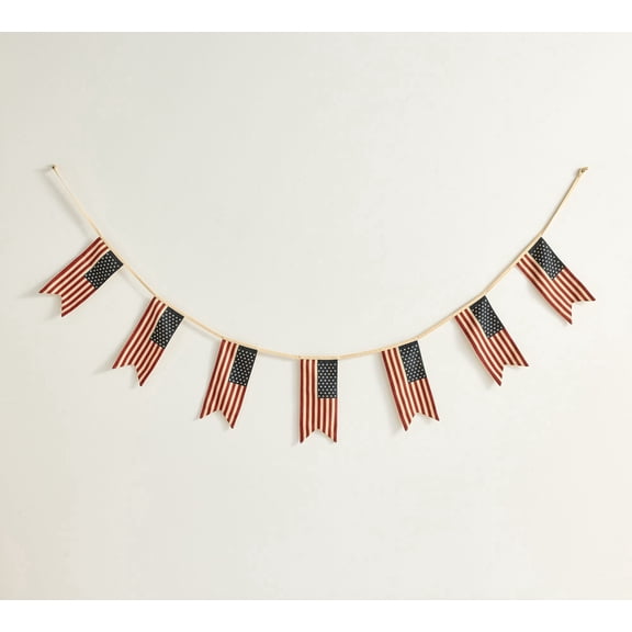 KUNPENG 6FT Heritage American Flag Garland Rustic 250th Anniversary Bunting - Patriotic Red White Blue 4th of July Independence Day Memorial Day Decoration for Mantle Fireplace