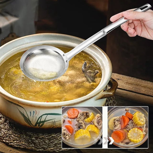 Clearance! JMYHOAM Kitchen Essentials 304 Stainless Steel Oil Leak Proof Spoon Kitchen Tool Hanging Oil Proof Spoon Oil Filter Screen Spoon Foam Removal Spoon Home and Kitchen