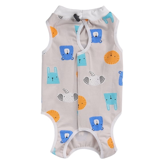 LGCASL Anti-Licking Suit for Cats After Spaying/Neutering, Recovery Suit Post Operative for Abdominal 3 Cute Patterns ( Elephant Dinosaur Baby ) (A, S)