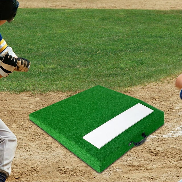DYNWAVECA 30 x 30 x 4 Inch Portable Pitching Mound Training Pitcher Mound with Pitching Rubber for Baseball Pitching Training Practice Green
