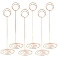 thumbnail image 1 of 6 soportes para tarjetas de lugar de 22 cm de alto, soporte para números, soporte para tarjetas, soporte para fotos de alambre Oro rosa, 1 of 9