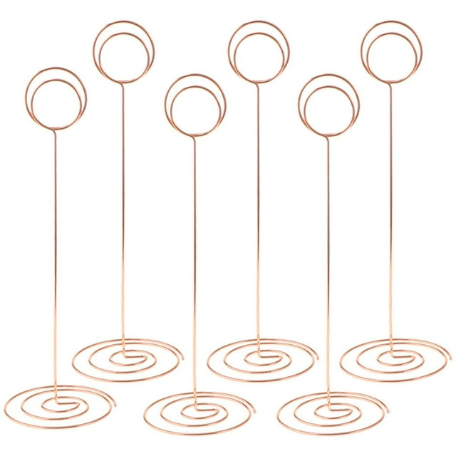 Soporte de tarjeta de alambre de metal con lugar floral, clip en , clip de nota fotográfica, abrazadera de notas, manualidades para manualidade Oro rosa Baoblaze Titulares de tarjetas de número de tabla