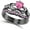 Black, variant on 14K Rose Gold-Plated Crown Design Claddagh Bridal Set 1 CT Heart-Cut Pink Sapphire Engagement Ring with Curved Wedding Band 925 Sterling Silver Anniversary Gift For Women