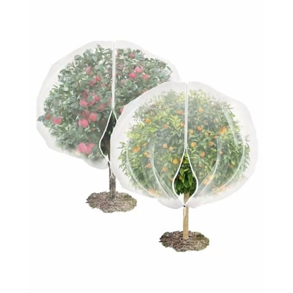 2 Pack Large Fruit Tree Netting with Zipper & Drawstring,10 x 10 Ft Reusable Blueberry Bush Netting Cover,Durable Bird Netting for Trees,Bushes,Flowers