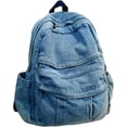 thumbnail image 2 of Vintage Denim Laptop Backpack Casual Canvas Daypack Handbag Purse Lightweight Rucksack Shoulder Bag, 2 of 14