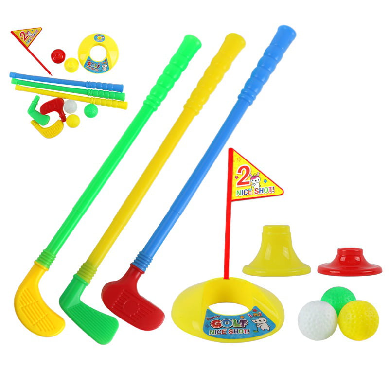 ZEDWELL Plastic Early Educational Kids Golf Toy Set, Golf Clubs, Practice Holes, Golf Tees, Flag, Outdoors Exercise Toy For Kid Boys And Girls