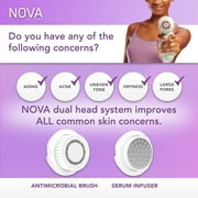 Spa Sciences NOVA Facial Cleansing Brush, Sonic Facial Cleansing for Exfoliation, Includes Antimicrobial Brush, Sensitive Skin Brush, and Serum Infuser, Mint