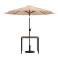 thumbnail image 2 of Emma + Oliver 3 Piece Patio Table Set - Synthetic Faux Teak 35" Square Dining Table with Umbrella Hole & Tan Umbrella with Weighted Base, 2 of 17