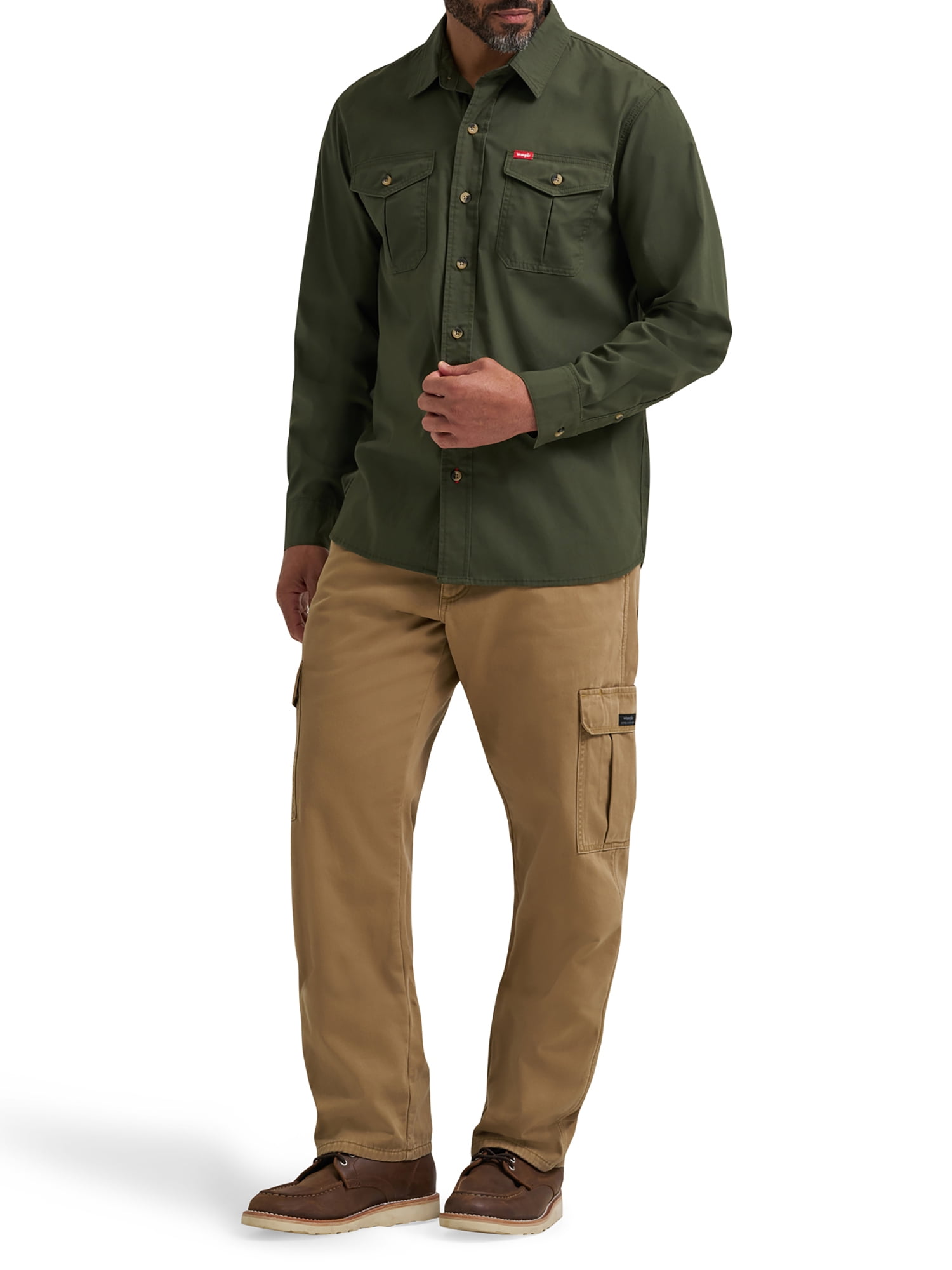 Wrangler® Men's and Big Men's Relaxed Fit Long Sleeve Woven Shirt, S-5XL