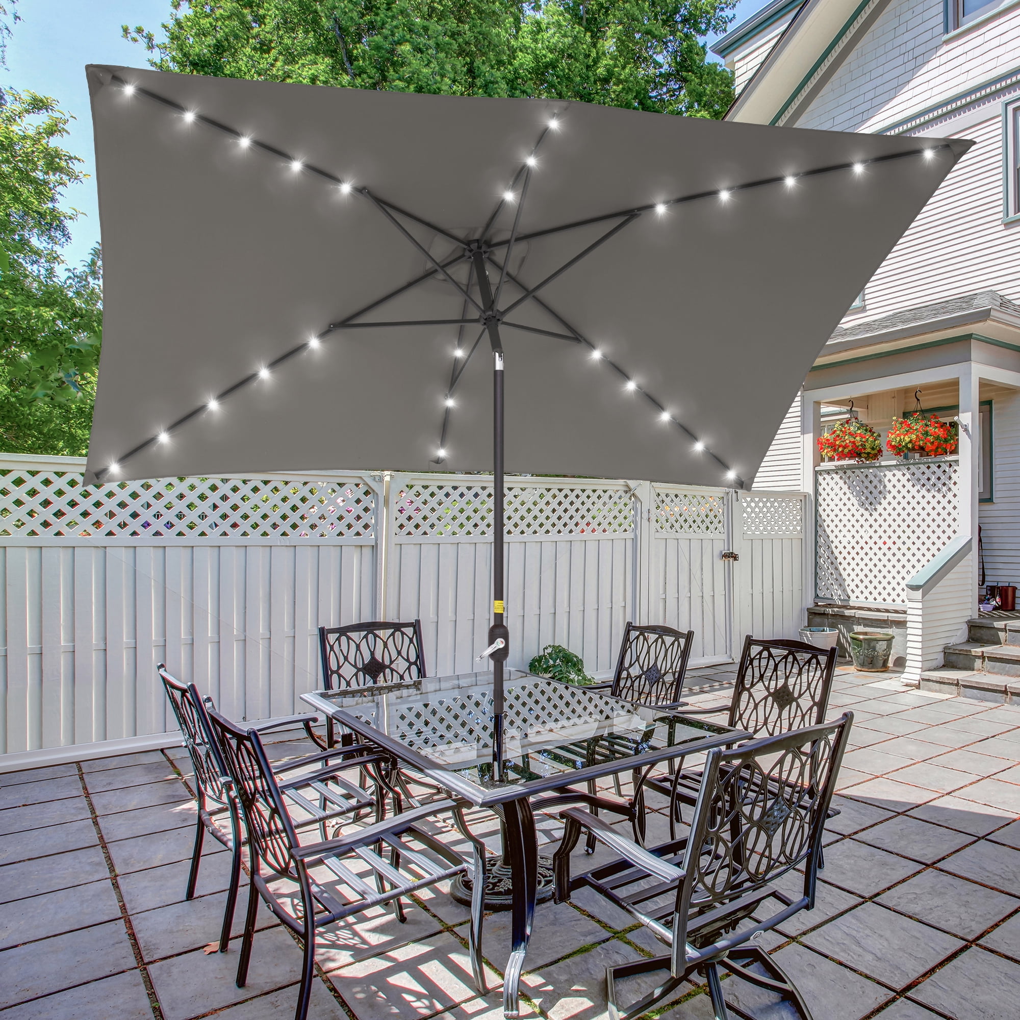 CHYVARY 10 x 6.5ft LED Outdoor Patio Umbrella Rectangular Outside Table