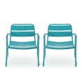 thumbnail image 4 of Tcbosik Set of 2 Outdoor Chairs, Modern Dining Chair, Metal Armchair for Patio, Deck, Garden, Yard, Teal, 4 of 11