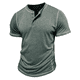 thumbnail image 2 of Camisetas de Corta para Hombre, Camisetas Informales de Algodón Estilo Henley, Camisetas Básicas de Verano Verde XL, 2 of 6