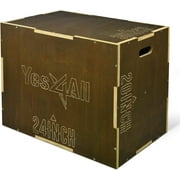 Yes4All Wooden Plyo Box for HIIT, HIIT Workout - Vintage - Moss Brown - 30 x 24 x 20