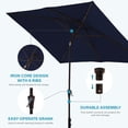 thumbnail image 5 of FUNDAZE 6.5' x 10' Rectangular Patio Umbrella w/ Crank, 8 Sturdy Ribs, Outdoor Shade for Chair Table Deck Garden Patio Poolside Balcony Backyard, Navy Blue, 5 of 9