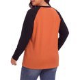 thumbnail image 4 of WellSize Plus Size T Shirts for Women Color Block Long Sleeve Fall Tops Casual Tee Crew Neck Blouses, 4 of 8