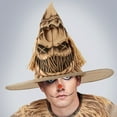 thumbnail image 3 of Halloween Scarecrow Patch Witch Hat Brown Scarecrow Wizard Hat for Women Halloween Party Cosplay Costume Headwear Accessory, 3 of 7