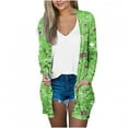 thumbnail image 1 of Pompotops Chemisier Décontracté à Manches Longues Imprimé pour Femmes avec Poche Cardigan Liquidation, 1 of 5