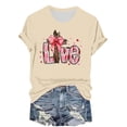 thumbnail image 1 of Hyknon Hauts pour Femmes Été Saint-Valentin Imprimé Manches Courtes Col Rond Haut/chemise Pull Doux Polyvalent pour Sortir, 1 of 4
