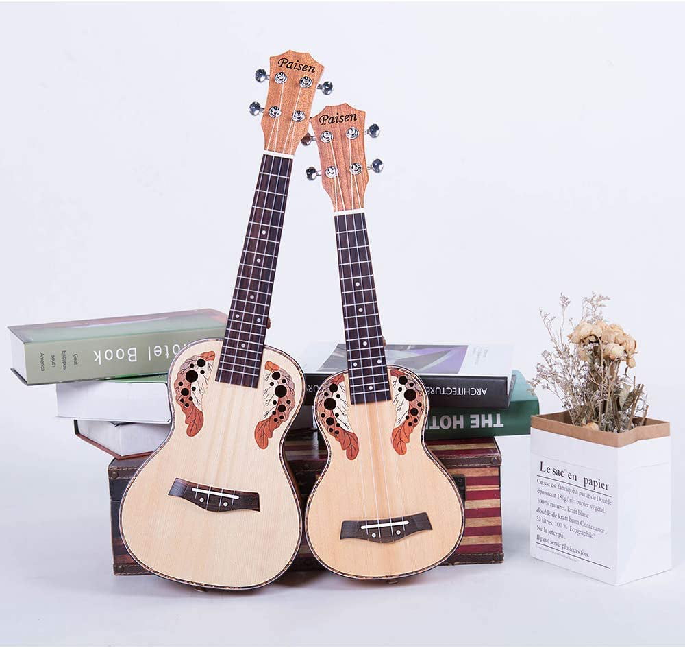 Modtager maskine Dejlig Risikabel Paisen Soprano & Concert Ukulele 21 & 23 inch Spruce Ukuleles with Full set  accessory and Ukulele Strap - Walmart.com